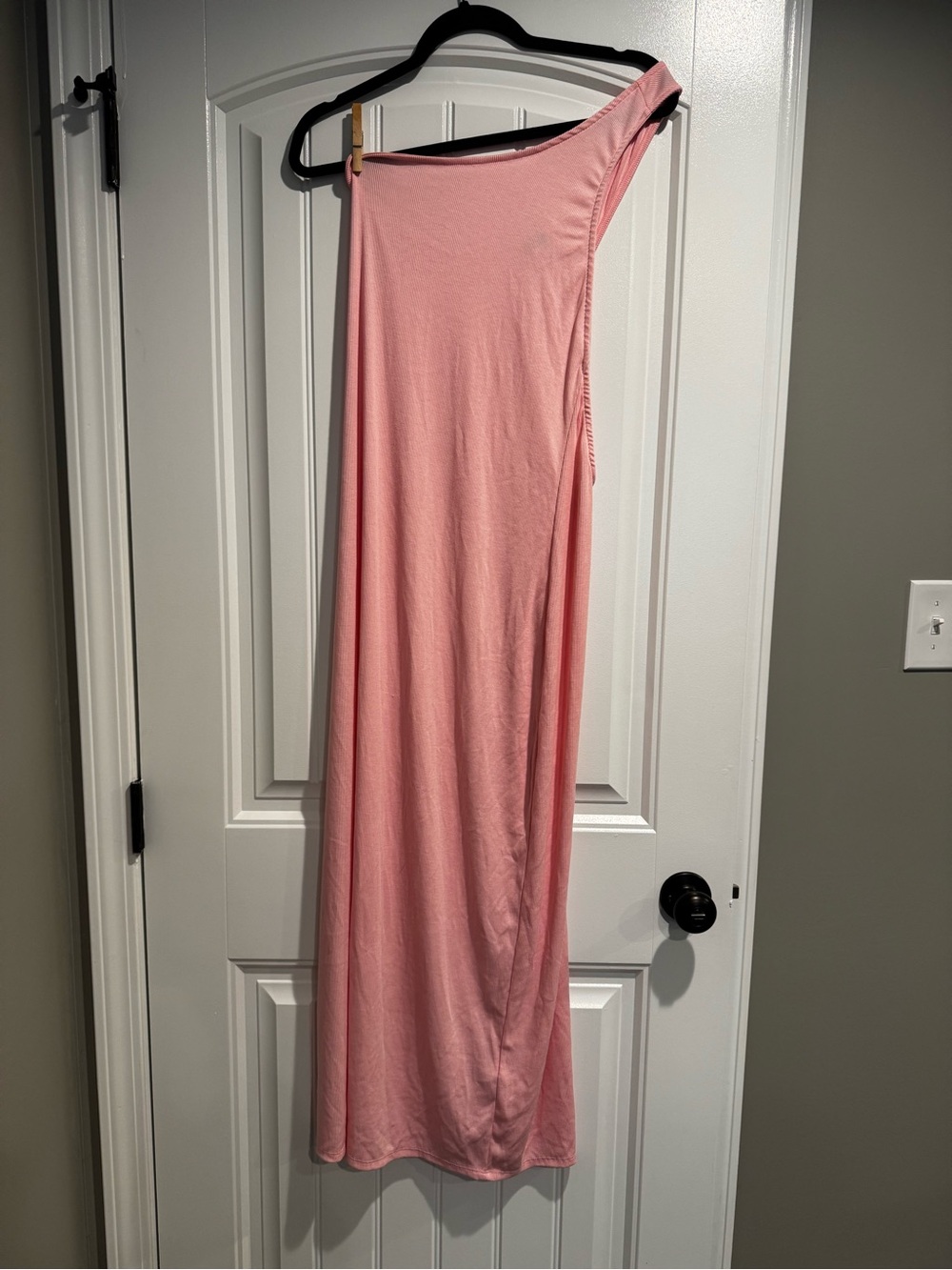 FP beach light pink ribbed one shoulder strap, beach cover-up dress, one size